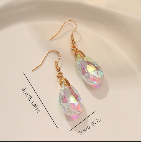 Wholesale Crystal High-grade Long Geometric Water Drop Fashion Light Luxury Colorful Zircon Earrings